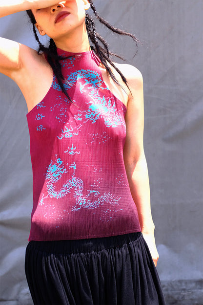 Dragon Pleated Tank Top