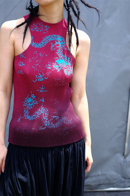 Dragon Pleated Tank Top