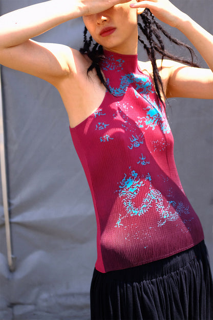 Dragon Pleated Tank Top
