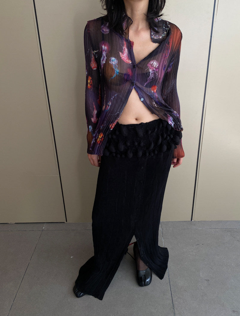 Sculpture Pleated Maxi Skirt