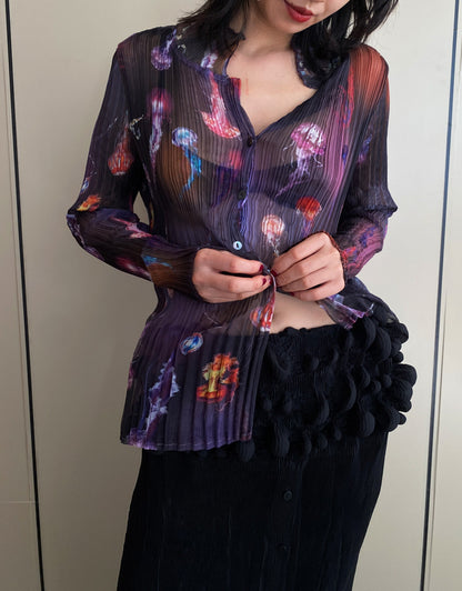 Sculpture Pleated Maxi Skirt