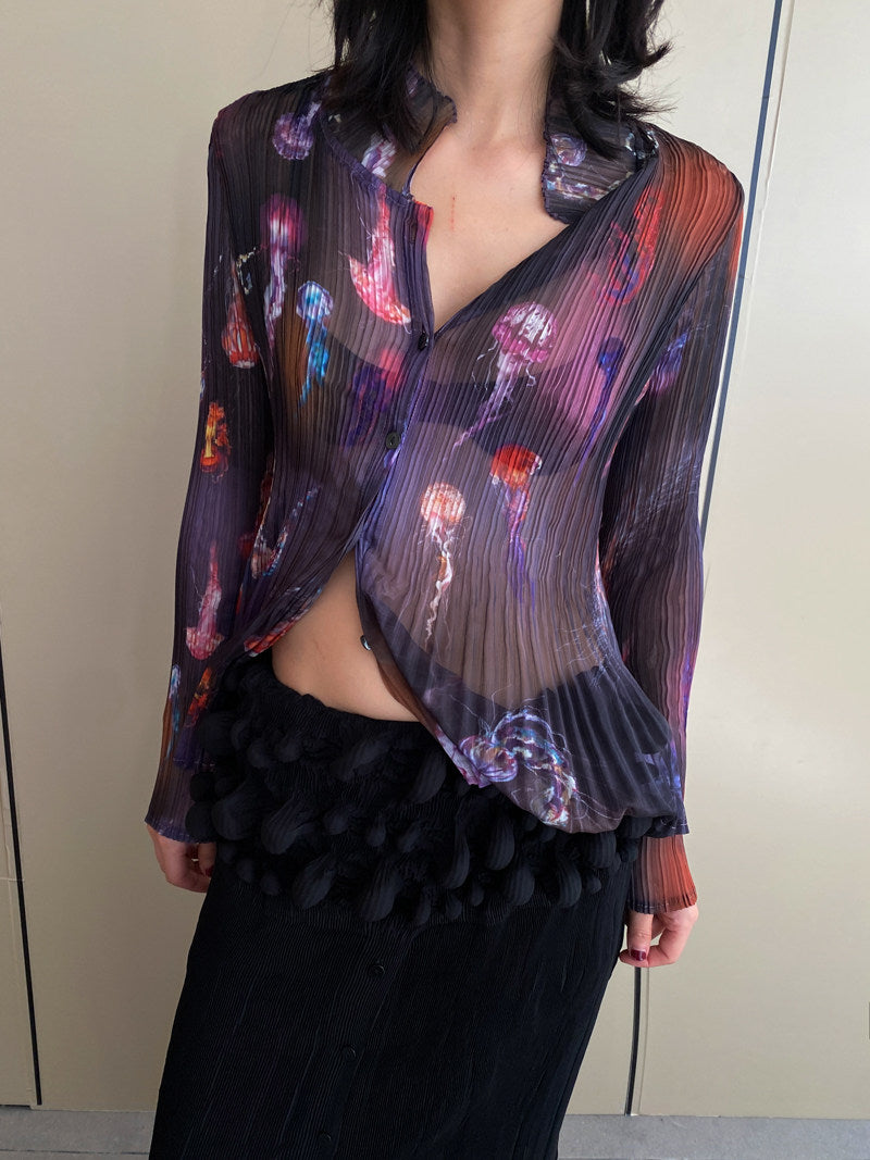 Sculpture Pleated Maxi Skirt