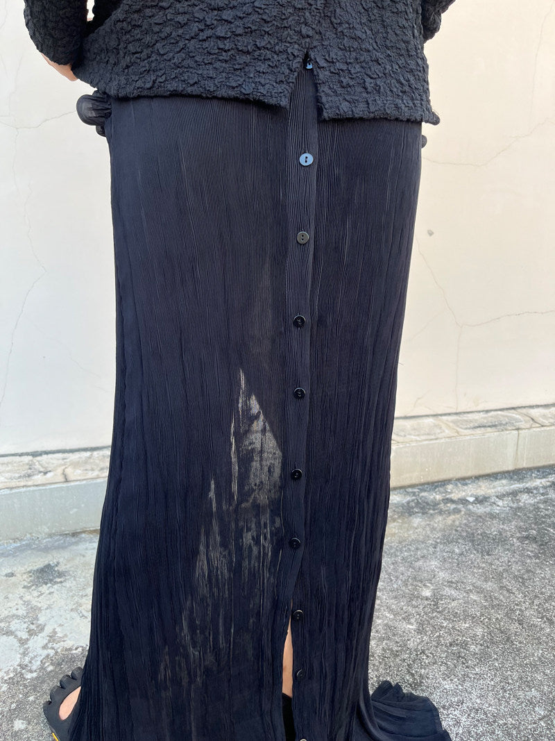 Sculpture Pleated Maxi Skirt