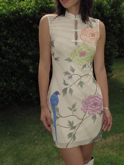 Peony Magpie Cheongsam Dress