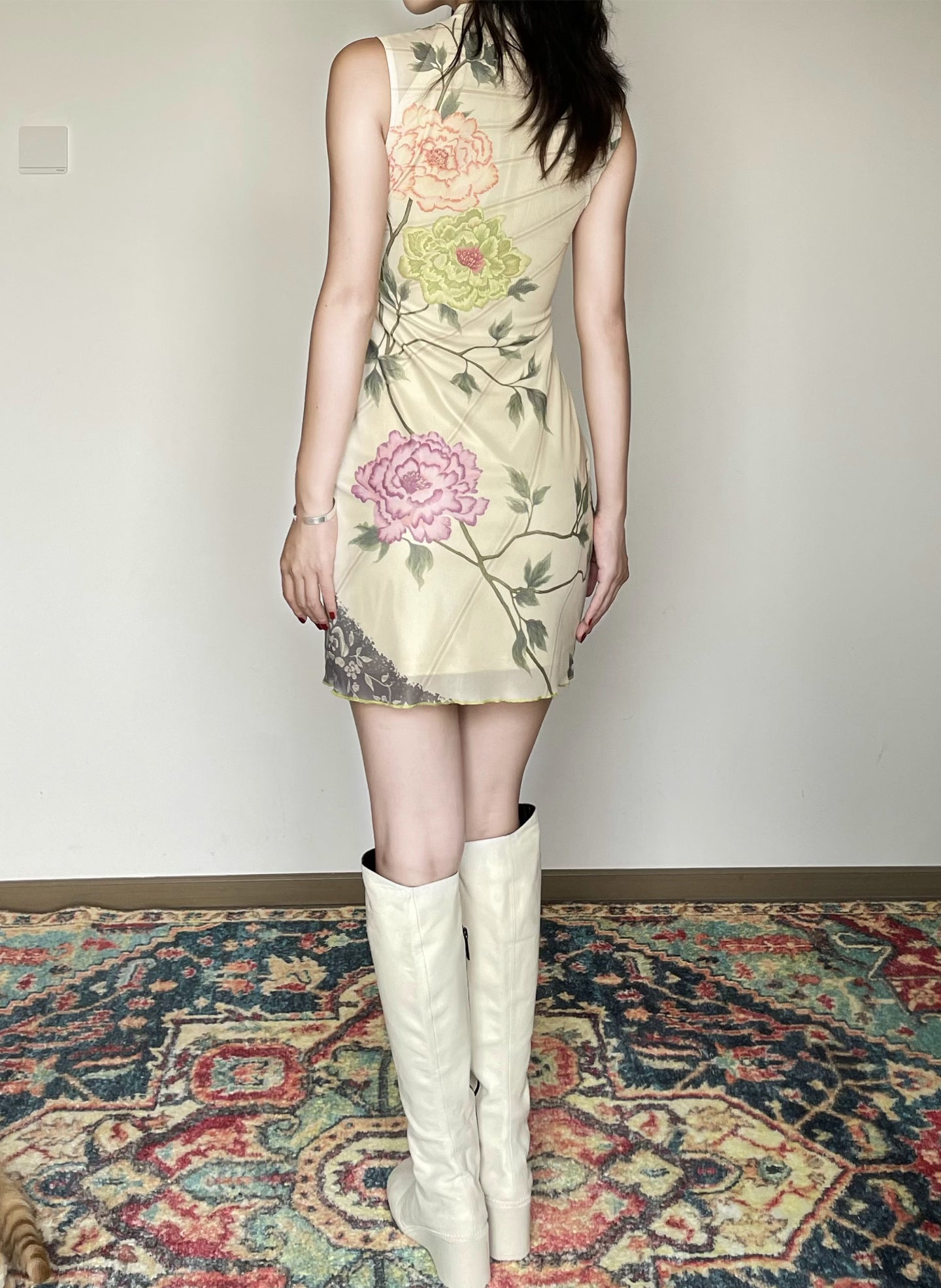 Peony Magpie Cheongsam Dress