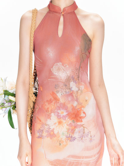 Shimmer Bouquet Fishtail Cheongsam Dress