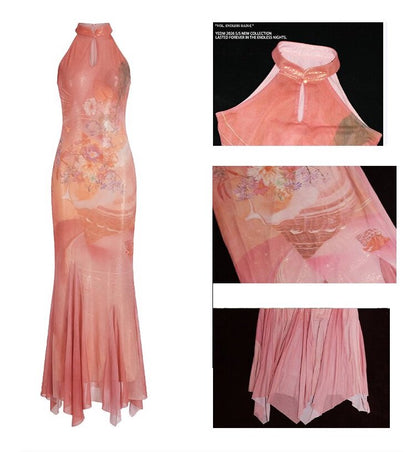 Shimmer Bouquet Fishtail Cheongsam Dress