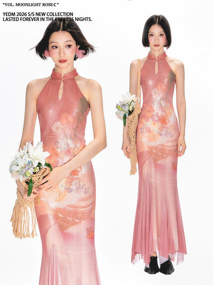 Shimmer Bouquet Fishtail Cheongsam Dress