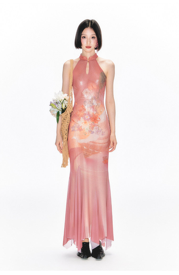 Shimmer Bouquet Fishtail Cheongsam Dress