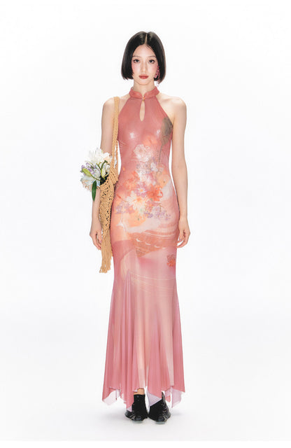 Shimmer Bouquet Fishtail Cheongsam Dress