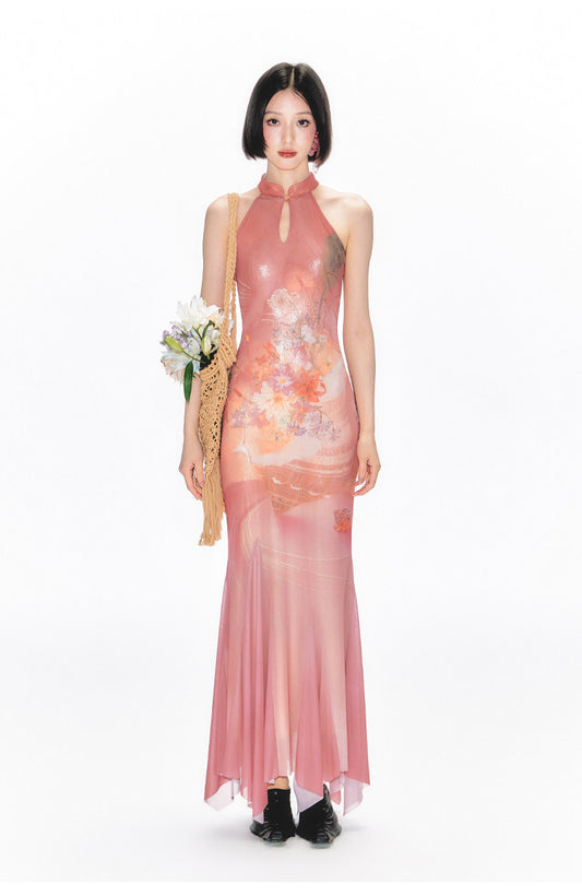 Shimmer Bouquet Fishtail Cheongsam Dress
