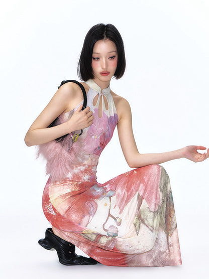 Shimmer Floral Fishtail Cheongsam Dress