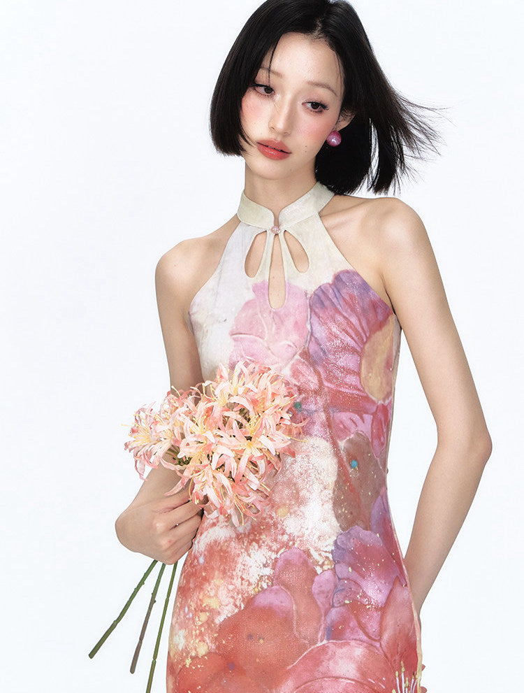 Shimmer Floral Fishtail Cheongsam Dress