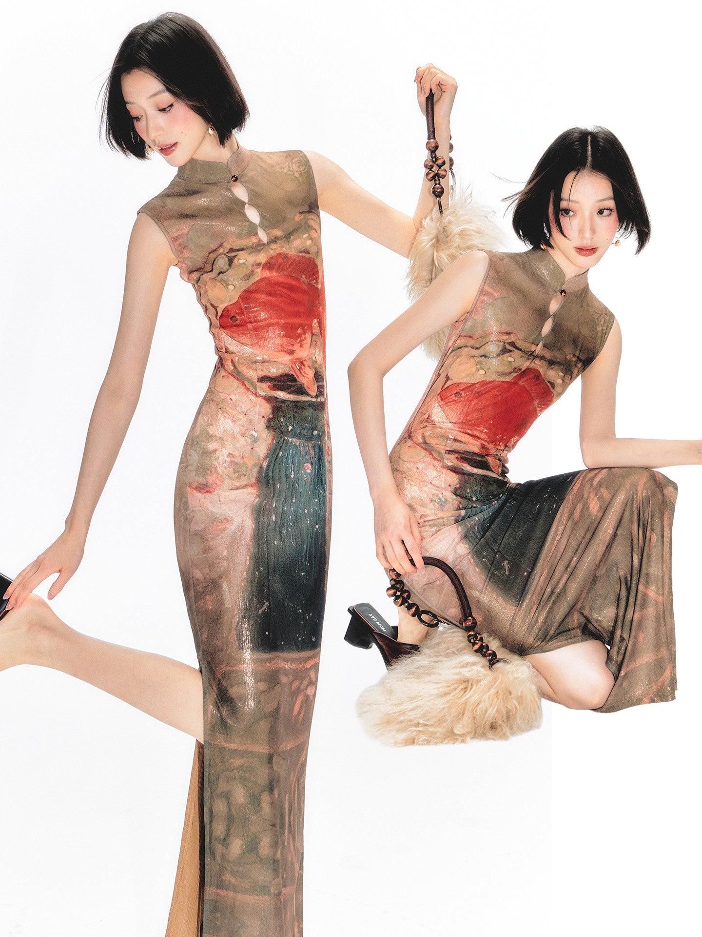 Shimmer Goldfish Cheongsam Dress