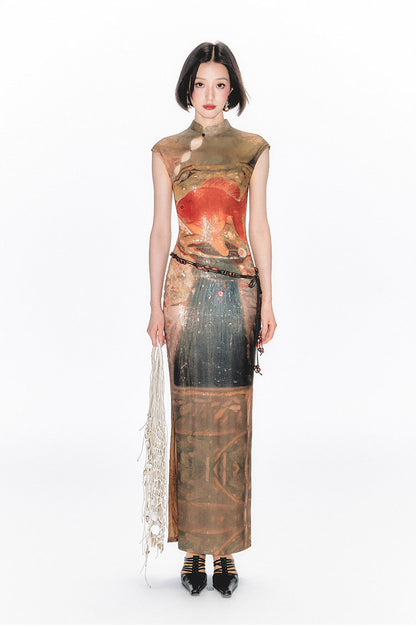 Shimmer Goldfish Cheongsam Dress