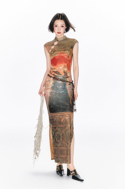 Shimmer Goldfish Cheongsam Dress