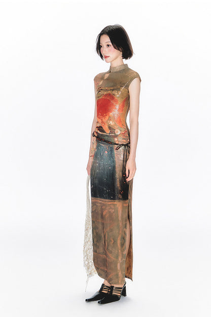 Shimmer Goldfish Cheongsam Dress