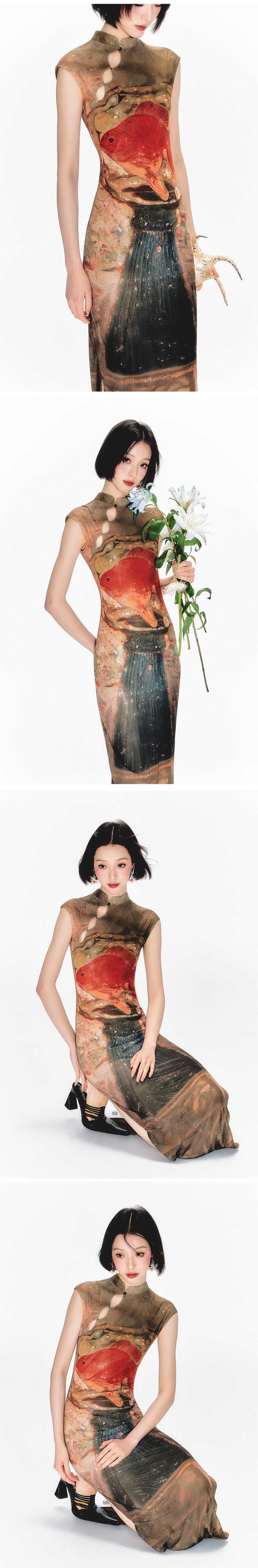 Shimmer Goldfish Cheongsam Dress
