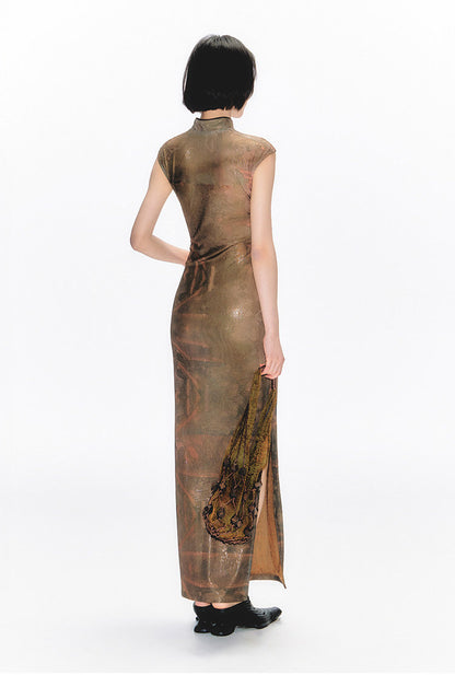 Shimmer Goldfish Cheongsam Dress